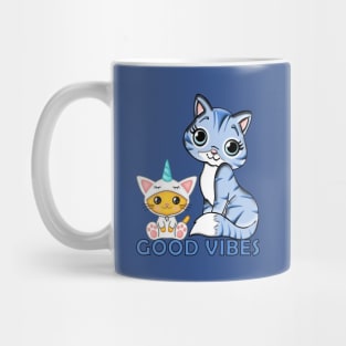 Good Vibes Mama and Baby Unicorn Cat Mug